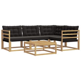 vidaXL Conjunto De Sof&aacute;s De Exterior 5 Pcs Blanco Y Negro Vidaxl
