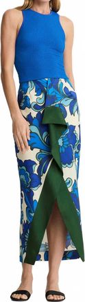 Smythe Front Ruffle Skirt In Aegean Multi