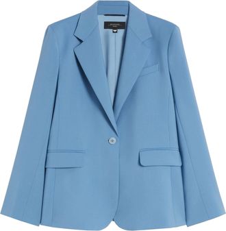 Weekend Blue Lamine Structured Tailored Fabric Blazer