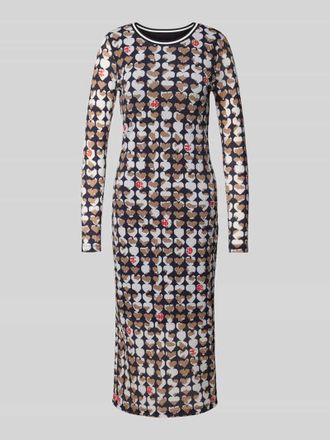 Marc Cain Midikleid mit geripptem Rundhalsausschnitt in Marine, Gr&ouml;&szlig;e 36