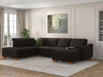 Sit&more Wohnlandschaft »Dundee U-Form« mit Federkern und Massivholzfüssen, wahlweise mit Kopfteilverstellung