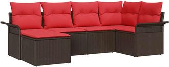 vidaXL Conjunto De Sof&aacute; De Jard&iacute;n 6 Uds. Marr&oacute;n Rat&aacute;n Sint&eacute;tico Vidaxl
