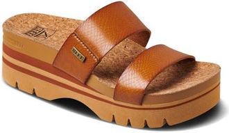 Reef Cushion Vista Higher Platform Slide Sandal in Cognac at Nordstrom, Size 10