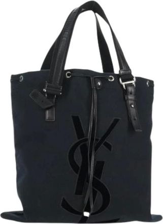 Saint Laurent Pre-owned Bucket Bags, female, Black, Size: ONE SIZE Pre-owned Canvas Tote
