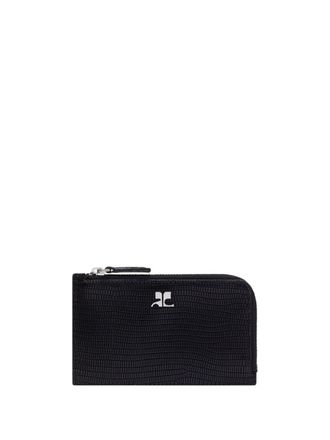 Courr&egrave;ges Tejus logo-plaque leather card holder - unisex - CALFSKIN - One Size - Black
