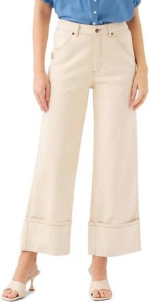 Fifteen Twenty Dana Cuffed Wide-Leg Jeans In Natural