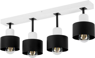 OEM L&aacute;mpara De Techo Blanca De Madera Y Metal De Estilo Escandinavo, 4xe27, Iluminaci&oacute;n Led Moderna Para Sal&oacute;n, Cocina, Dormitorio, Habitaci&oacute;n Infantil, L