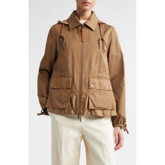 Moncler Adenium Hooded Gabardine & Taffeta Jacket in Open Beige at Nordstrom, Size 2