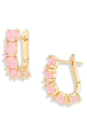Cara Cubic Zirconia Hoop Earrings in Pink at Nordstrom Rack