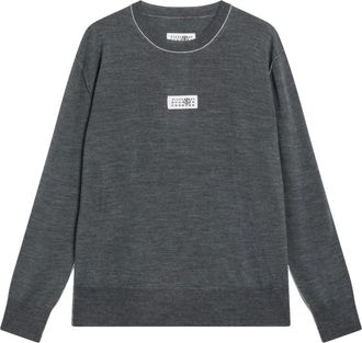 Maison Margiela Truien & Vesten, Heren, Grijs, S, Wol, Numeric Crewneck Sweater