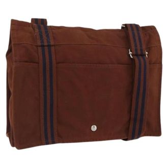 Herm&egrave;s Pre-owned Vintage Cotton Shoulder Bag - Dames - Pre-owned - Bruin - Maat: ONE Size Katoen