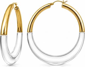 Gold & Honey Womens Xl Chunky Graduated Hoop Earrings In Clear