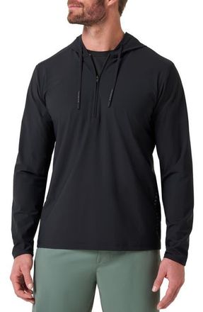 Travis Mathew Hero Hour Performance Half Zip Hoodie in Black at Nordstrom, Size Xxx-Large