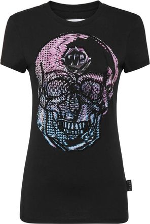 Philipp Plein T-shirt Ronde Hals Pure Fit Skull - Dames - T-shirts - Zwart - M - Katoen - Tops