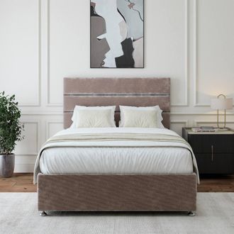 Bedmaster Chenille 4 Drawer Divan Base & Square Headboard in Silver | Size: Small Double