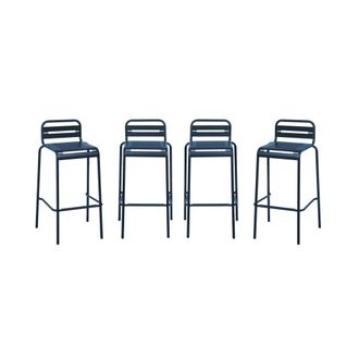 Sweeek Taburete bistr&oacute; de acero, set de 4, azul marino