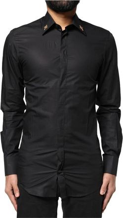 Dolce & Gabbana Gold Overhemd - Heren - Casual Overhemden - Zwart - XS - Katoen - Overhemden
