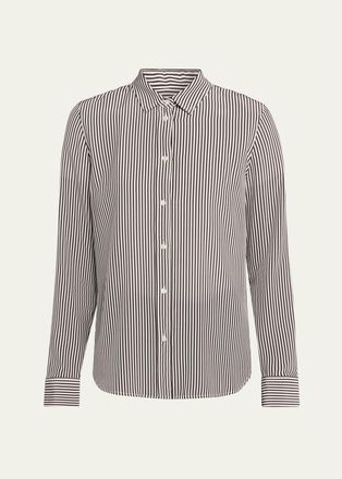 Nili Lotan Spotted Silk Button-Down Blouse