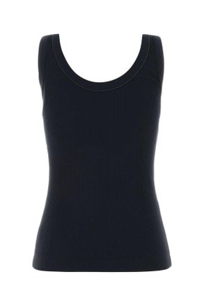 Brunello Cucinelli Womens Dark Blue Stretch Cotton Tank Top C4224 Exterior: Elastane Maglie