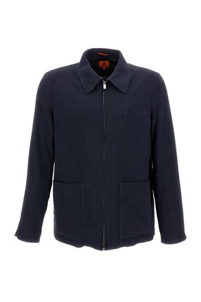Barena Linen Blend Zip-Up Overshirt with Patch Pockets