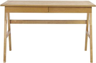 Miliboo Escritorio De Dise&ntilde;o Con Almacenamiento 2 Cajones Madera Clara Hevea L120 Cm Brook
