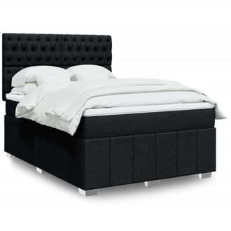 vidaXL Cama Box Spring Con Colch&oacute;n Tela Negro 140x190 Cm Vidaxl