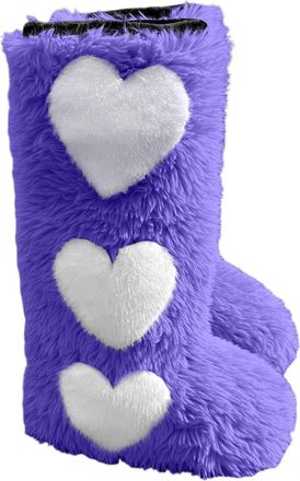 Generic Womens Winter Fashion Faux Fur Boots Mid Calf Warm Thermal Insulated Slip On Outdoor Hiking Booties Cosy Comfort(Purple, 4.5)