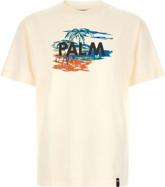 Palm Angels Beige Crew Neck T-Shirt