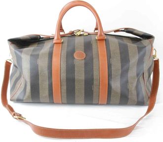 Fendi Black Gray Pvc Boston Bag (Pre-Owned)