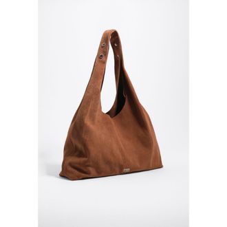 Bimba & Lola Leather Maxi Shoulder Bag in Chestnut at Nordstrom