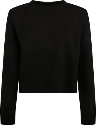 Loulou Studio Truien & Vesten, Dames, Zwart, S, Wol, Bruzzi LDS Cropped Round Sweater