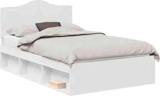 vidaXL Bed Frame with Headboard White 135 x 190 cm Solid Pine Wood vidaXL