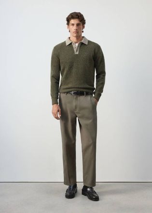 Mango Pullover polo misto lana e alpaca oliva - Uomo - XXL - MANGO MAN