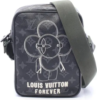 Louis Vuitton Black Khaki White Coated Canvas Leather Handbag Shoulder Bag (Pre-Owned)