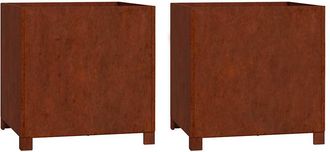 vidaXL Vidaxl - Jardineras Con Patas 2 Udss Acero Corten Oxidado 49x47x50 Cm