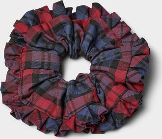 Simons Womens Check ruffled scrunchie