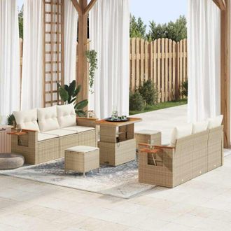vidaXL Vidaxl - Conjunto De Sof&aacute; De Jard&iacute;n 9 Pcs Beige Y Crema 90 X 55 X 71 Cm