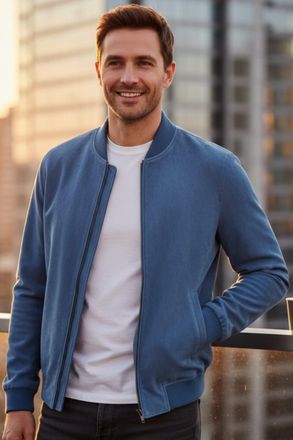 Infinity Leather Mannen Blue Goat Suede MA-1 Bomberjack-North