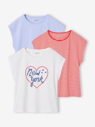 Vertbaudet 3er-Pack M&auml;dchen T-Shirts BASIC Oeko-Tex hellblau
