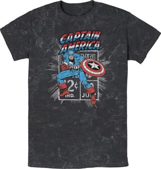 MARVEL Mens Marvel Captain Comic Stamp T Shirt in Black at Nordstrom, Size Xx-Large