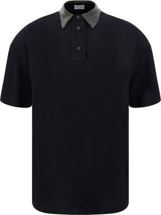 Brunello Cucinelli Monili-detail polo shirt - women - Cotton - M - Black