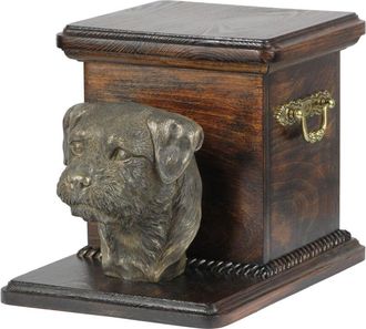 OEM Border Terrier - Una Urna Para Cenizas De Perro Con Una Estatuilla, Una Elegante Urna Para Un Perro, Una Urna &Uacute;nica Con Un Busto De Perro De Art-dog