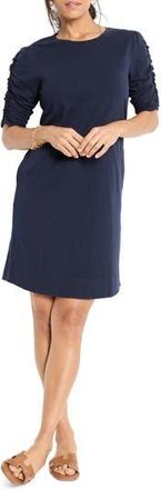 Nic+Zoe Ruched Sleeve Cotton Dress in Dark Indigo at Nordstrom Rack, Size Medium