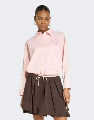 adidas Originals maglia sportiva a maniche lunghe in rosa sabbia