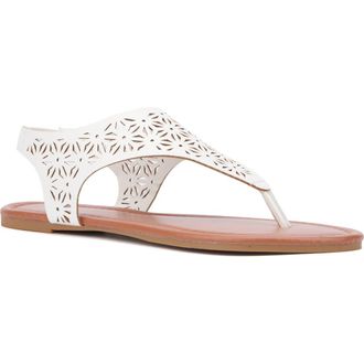 New York & Company Nikki Lasercut Slingback Sandal in White at Nordstrom Rack, Size 10