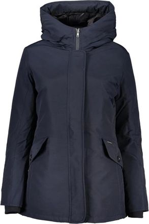 Woolrich Hooded Jacket met Rits en Knopen - Dames - Parka Jassen - Blauw - XL - Katoen - Jassen