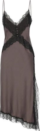 Andamane Midi jurk met V-hals - Dames - Casual kleedjes - Bruin - S - Kleedjes