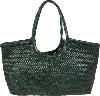 Dragon Nantucket Basket Big Woven Leather Flared Tote Bag