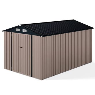 Costway Costway Outdoor Storage Shed Large Utility Tool House w/Top Sloping Design in Grey