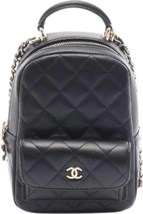 Chanel Pre-owned Matelasse Leren Rugzak - Dames - Vintage Rugzakken - Zwart - ONE Size - Leer - Vintage